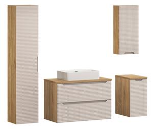 Comad Koupelnová sestava Luxor Beige Trust s deskou, skříňkami a umyvadlem 90 cm béžová/dub olejovaný