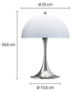 Louis Poulsen Akumulátorová lampa Panthella PORTABLE 250 chrom/modrá, stmívatelný, Chrom / stříbro, Obývací pokoj / jídelna, Plast, Moderní