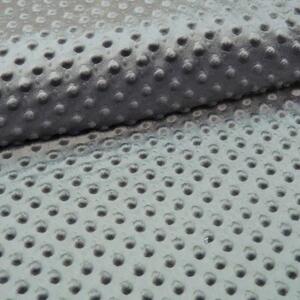 Metráž dekorační látka - Minky puntíky tmavě šedé (Plyšová látka s vytlačenými puntíky)