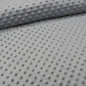 Metráž dekorační látka - Minky puntíky světle šedé (Plyšová látka s vytlačenými puntíky)