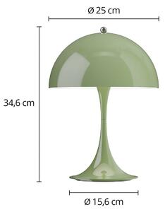 Louis Poulsen Akumulátorová lampa Panthella PORTABLE 250 mechově zelená IP44, stmívatelný, Zelená, Obývací pokoj / jídelna, Plast, Moderní