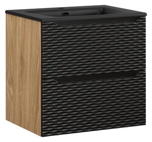 Comad Závěsná skříňka Ocean Sky se zápustným umyvadlem 60 cm černá/dub olejovaný
