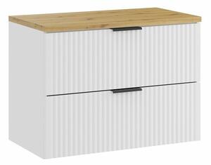 Comad Závěsná skříňka pod umyvadlo Casad s deskou 80 cm bílá/dub artisan