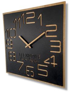 Designové nástěné hodiny v luxusní kombinaci dřeva a černé barvy 60 cm