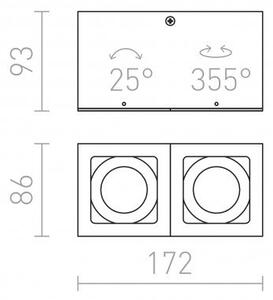 Stropní svítidlo BERIT II hliník 230V GU10 2x50W - RED - DESIGN RENDL
