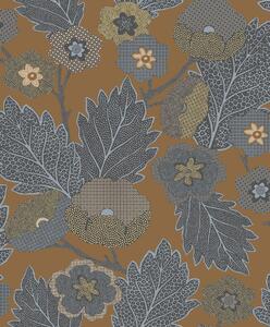 Vliesová tapeta na zeď, oranžová, šedá, květy, listy, AN28272, Antibes, Decoprint