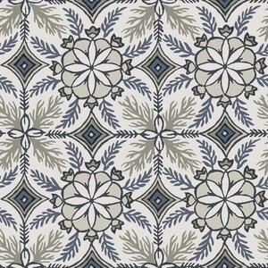 Vliesová tapeta na zeď, šedá, petrolejová, květinové ornamenty, AN28242, Antibes, Decoprint