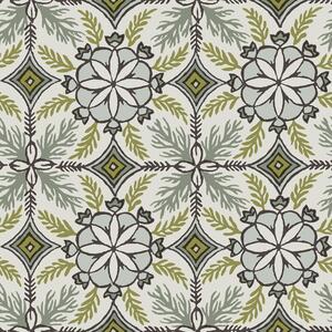 Vliesová tapeta na zeď, bílá, zelená, květinové ornamenty, AN28241, Antibes, Decoprint
