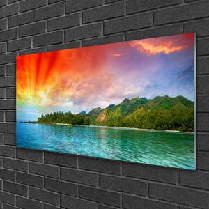 Obraz na skle Moře Les Nebe Krajina 100x50 cm