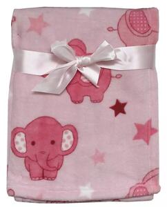 Dětská deka z mikroflanelu Slon růžová - 75/100 cm
