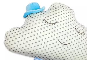 Plyšák - polštářek z mikrospandexu OBLÁČEK s modrým kloboučkem