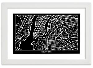 Plakát City plan New York Barva rámu: Bílá, Rozměry: 100 x 70 cm