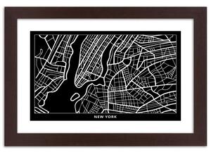 Plakát City plan New York Barva rámu: Bílá, Rozměry: 100 x 70 cm