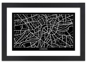 Plakát City plan London Barva rámu: Hnědá, Rozměry: 100 x 70 cm