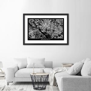 Plakát City plan Washington Barva rámu: Bílá, Rozměry: 100 x 70 cm