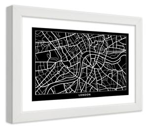 Gario Plakát City plan London Barva rámu: Bílá, Velikost: 100 x 70 cm