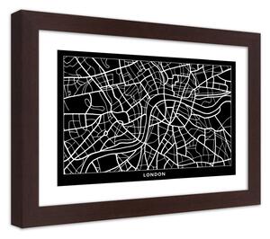 Gario Plakát City plan London Barva rámu: Hnědá, Velikost: 100 x 70 cm