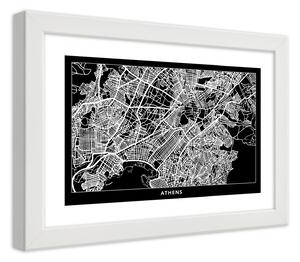 Gario Plakát Plán města Atény Barva rámu: Bílá, Velikost: 100 x 70 cm