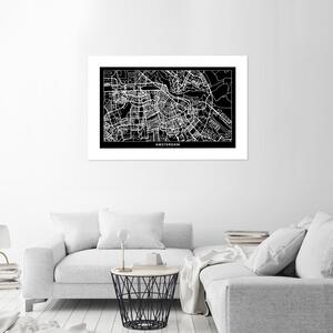 Plakát Plán města Amsterdam Barva rámu: Hnědá, Rozměry: 100 x 70 cm