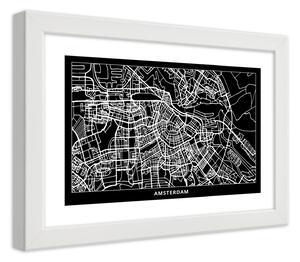 Gario Plakát Plán města Amsterdam Barva rámu: Bílá, Velikost: 100 x 70 cm