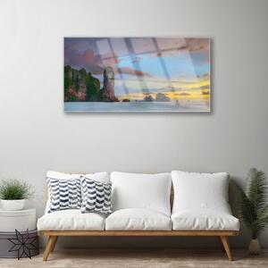 Obraz na skle Moře Hory Krajina 100x50 cm