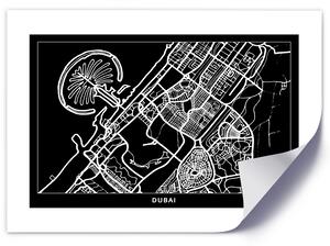 Plakát City plan Dubai Barva rámu: Bílá, Rozměry: 100 x 70 cm
