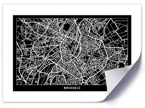 Plakát City plan Brussels Barva rámu: Bílá, Rozměry: 100 x 70 cm