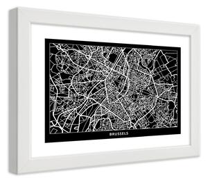 Gario Plakát City plan Brussels Barva rámu: Bílá, Velikost: 100 x 70 cm