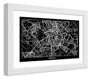 Gario Plakát Plán města Madrid Barva rámu: Bílá, Velikost: 100 x 70 cm