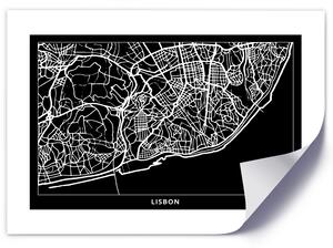 Plakát Plán města Lisabon Barva rámu: Hnědá, Rozměry: 100 x 70 cm