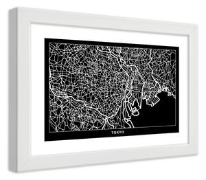 Gario Plakát Plán města Tokio Barva rámu: Bílá, Velikost: 100 x 70 cm