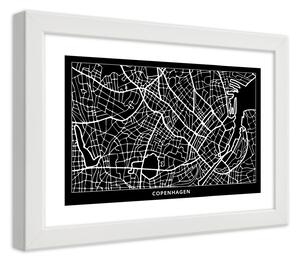 Plakát Plán města Kodaň Barva rámu: Hnědá, Rozměry: 100 x 70 cm