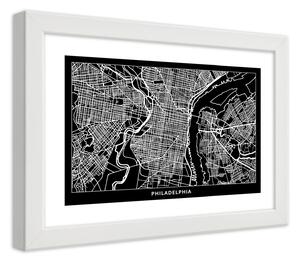 Gario Plakát Plán města Filadelfie Barva rámu: Bílá, Velikost: 100 x 70 cm