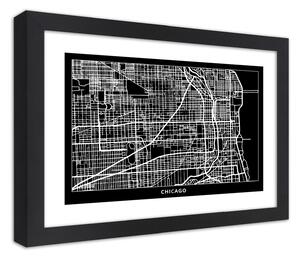Plakát Plán města Chicaga Barva rámu: Černá, Rozměry: 30 x 20 cm