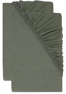 Livarno® Sada žerzejových napínacích prostěradel s podílem lnu, 90–100 x 200 cm, 2dílná, zelená (800013631)