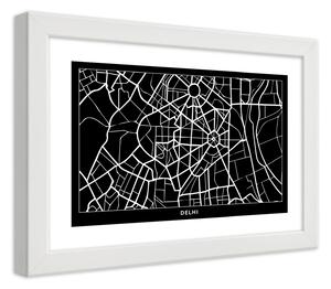 Gario Plakát Plán města Dillí Barva rámu: Bílá, Velikost: 100 x 70 cm