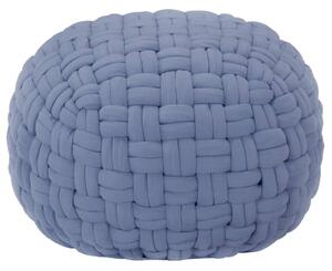 Sedací puf pletený modrý 50 x 35 cm bavlna
