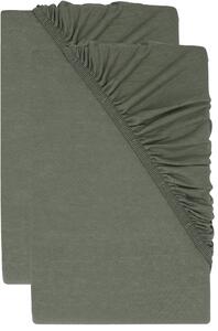 Livarno® Sada žerzejových napínacích prostěradel s podílem lnu, 90–100 x 200 cm, 2dílná, zelená (800013631)