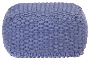 Ručně pletený sedací puf modrý 50 x 50 x 30 cm bavlna