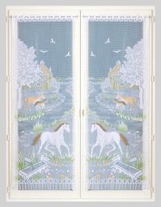 Blancheporte Rovná vitrážová záclona s motivem koňů, pro garnýžovou tyč, pár barevný potisk 44x120cm