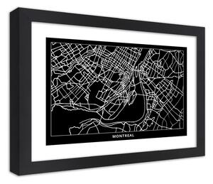Plakát City plan Montreal Barva rámu: Bílá, Rozměry: 100 x 70 cm