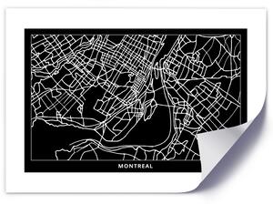 Plakát City plan Montreal Barva rámu: Hnědá, Rozměry: 100 x 70 cm
