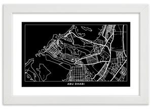 Plakát City plan Abu Dhabi Barva rámu: Bílá, Rozměry: 100 x 70 cm