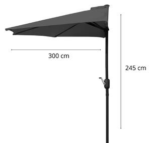 Garden Line Půlkruhový slunečník s ochranným obalem WHOS 270 cm šedý