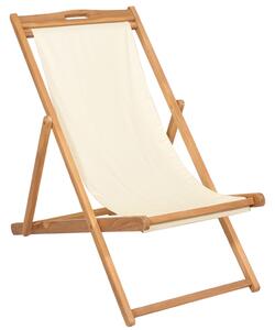 Kempingová židle teak 56 x 105 x 96 cm krémová