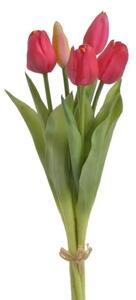 Umělé latexové tulipány tmavě růžové- 38 cm, svazek 5 ks