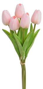 Umělé pěnové tulipány světle růžové- 32 cm, svazek 5 ks