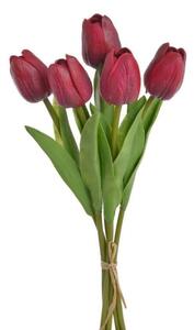 Umělé pěnové tulipány tmavě červené- 32 cm, svazek 5 ks