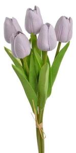 Umělé pěnové tulipány světle fialové- 32 cm, svazek 5 ks