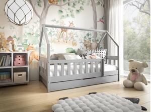 Moderní dětská postel Albion 160x80 Domeček, šedá